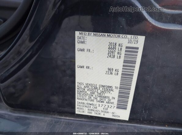 1N4BL4DW6LC177327 2020 NISSAN ALTIMA Black Շարժիչի բաժամունքի տեսք