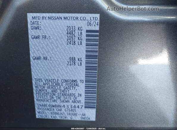 1N4BL4DW8RN433447 2024 NISSAN ALTIMA Gray ძრავის განყოფილების ხედი