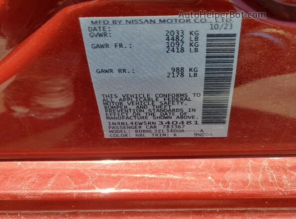 1N4BL4EW5RN340481 2024 NISSAN ALTIMA Burgundy 