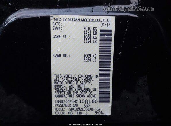 1N4BZ0CP5HC308160 2017 NISSAN LEAF Black Engine compartment view