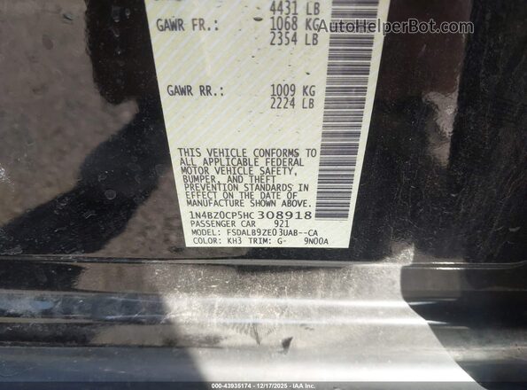 1N4BZ0CP5HC308918 2017 NISSAN LEAF Black ძრავის განყოფილების ხედი