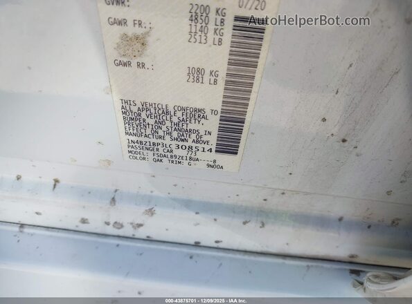 1N4BZ1BP3LC308514 2020 NISSAN LEAF White Widok komory silnika