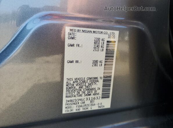 1N4BZ1CP4LC311632 2020 NISSAN LEAF Gray 