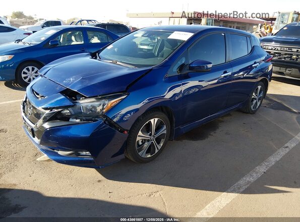 1N4BZ1CVXMC555172 2021 NISSAN LEAF Blue წინა მარცხენა ხედი სამი მეოთხედიდან