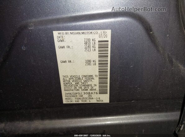 1N4BZ1DP3LC308476 2020 NISSAN LEAF Gray 