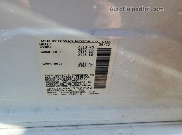 1N4CZ1CV3PC552722 2023 NISSAN LEAF White Vista de la etiqueta del VIN