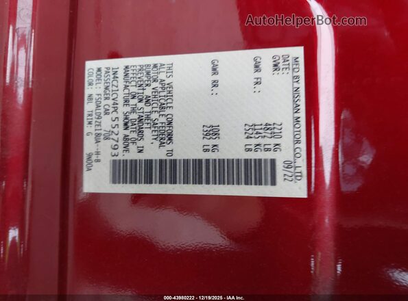 1N4CZ1CV4PC552793 2023 NISSAN LEAF Темно-бордовый Вид подкапотного пространства