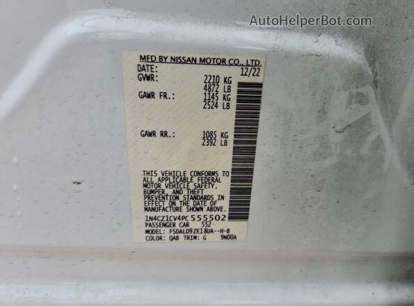 1N4CZ1CV4PC555502 2023 NISSAN LEAF Белый Вид наклейки с VIN-кодом