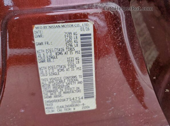 1N6AD0ER2GN754754 2016 NISSAN FRONTIER Brown Widok komory silnika