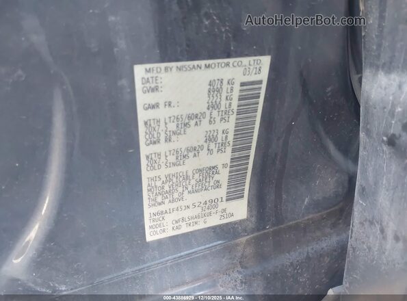1N6BA1F45JN524901 2018 NISSAN TITAN XD Черный Вид подкапотного пространства