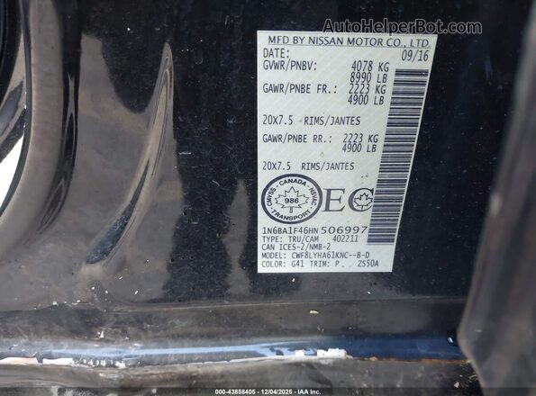 1N6BA1F46HN506997 2017 NISSAN TITAN XD Черный Вид подкапотного пространства