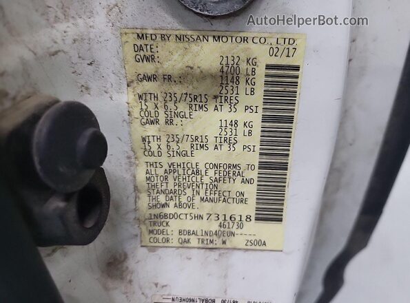 1N6BD0CT5HN731618 2017 NISSAN FRONTIER White 