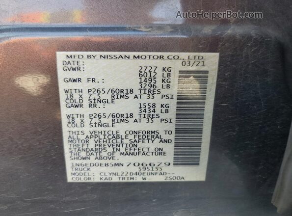 1N6ED0EB5MN706679 2021 NISSAN FRONTIER Gray 