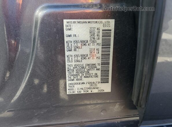 1N6ED0EB5MN706679 2021 NISSAN FRONTIER Gray 