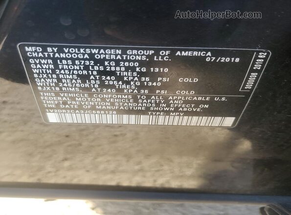 1V2DR2CA3JC588126 2018 VOLKSWAGEN ATLAS Black 