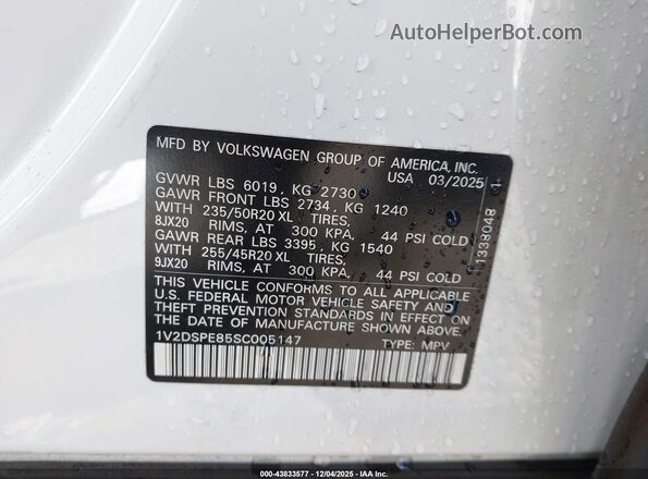 1V2DSPE85SC005147 2025 VOLKSWAGEN ID.4 White Vista del compartimento del motor