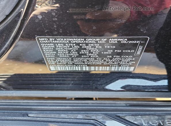 1V2JR2CA3PC513289 2023 VOLKSWAGEN ATLAS Black Widok wnętrza 360 stopni