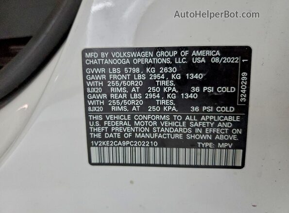 1V2KE2CA9PC202210 2023 VOLKSWAGEN ATLAS White Вид підкапотного простору