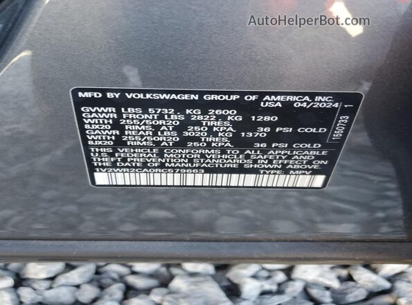 1V2WR2CA0RC579663 2024 VOLKSWAGEN ATLAS Угольный Вид наклейки с VIN-кодом