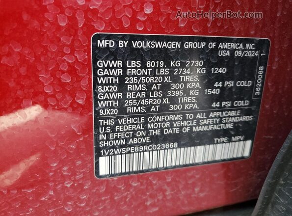 1V2WSPE89RC023668 2024 VOLKSWAGEN ID.4 Red 