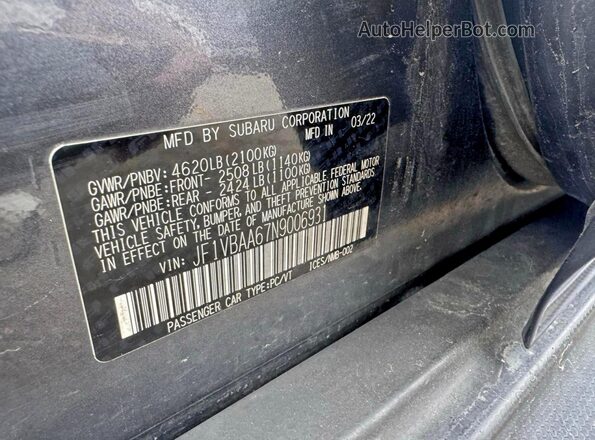 JF1VBAA67N9006931 2022 SUBARU WRX Black Vista de los asientos traseros