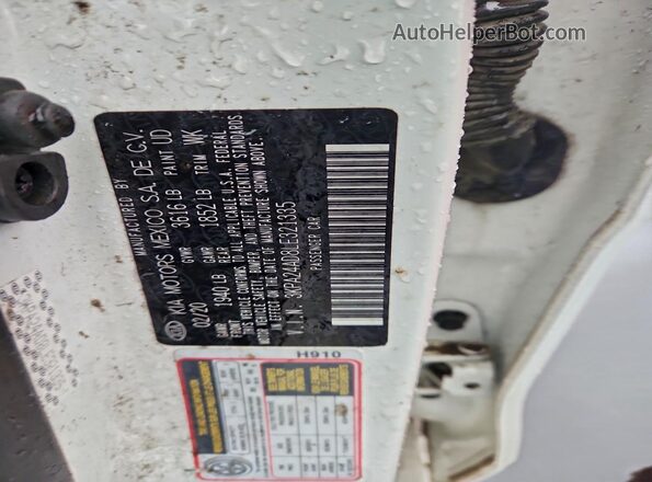 3KPA24AD8LE321335 2020 KIA RIO White Вид наклейки з VIN-кодом