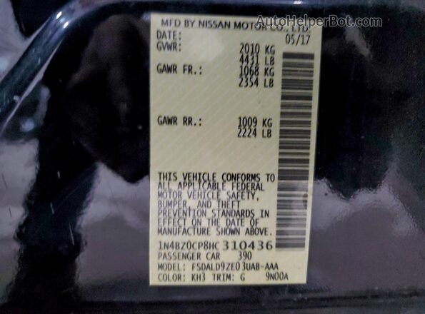 1N4BZ0CP8HC310436 2017 NISSAN LEAF Black 