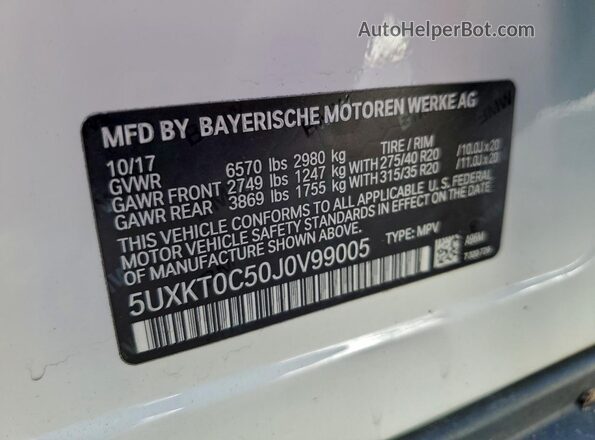 5UXKT0C50J0V99005 2018 BMW X5 White 