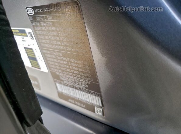 SALWR2RU7KA861540 2019 LAND ROVER RANGE Gray Widok naklejki z numerem VIN