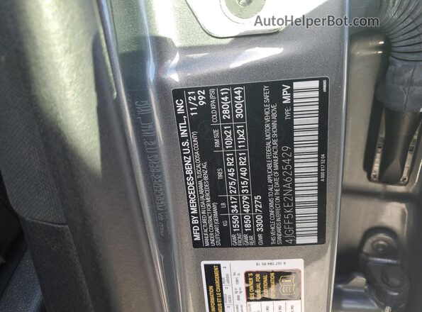 4JGFF5KE2NA625429 2022 MERCEDES-BENZ GLS Gray 