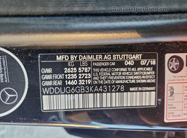 WDDUG6GB3KA431278 2019 MERCEDES-BENZ S Черный 