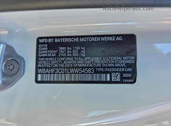WBAHF3C01LWW54583 2020 BMW Z4 Белый Вид задней части салона