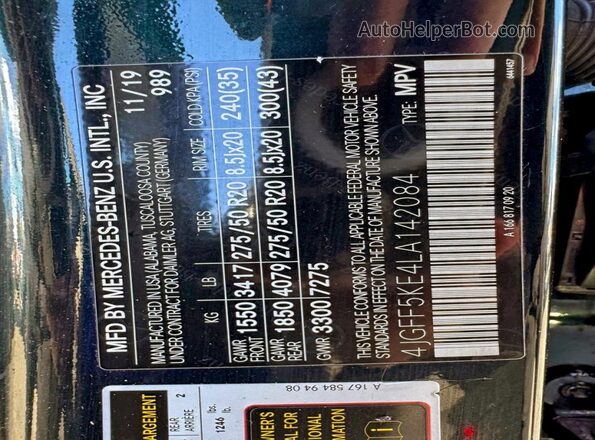4JGFF5KE4LA142084 2020 MERCEDES-BENZ GLS Black Սալոնի հետևի տեսք