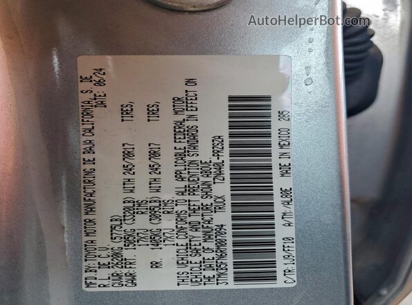 3TMKB5FN6RM007094 2024 TOYOTA LE Silver Vista de la etiqueta del VIN