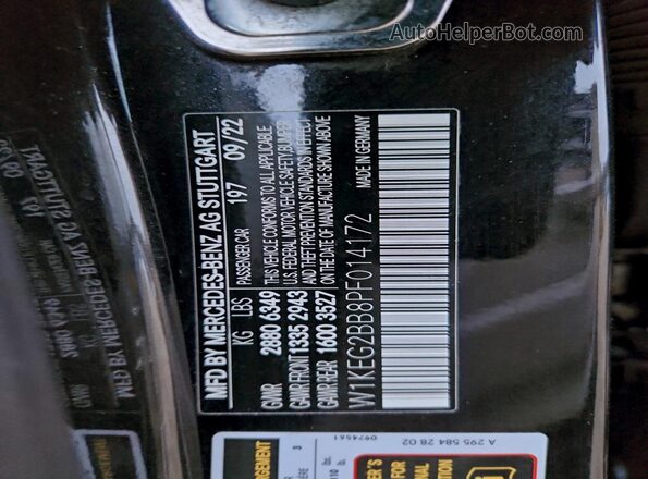 W1KEG2BB8PF014172 2023 MERCEDES-BENZ EQE Black VIN կոդի պիտակի տեսք
