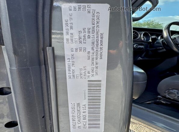 1C4HJXDG2LW332006 2020 JEEP WRANGLER Gray 