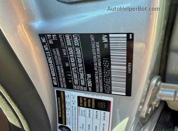 4JGDF6EE7KB214591 2019 MERCEDES-BENZ GLS-CLASS Silver Вид задньої частини салону