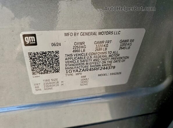 1GYAZAR45RF244379 2024 CADILLAC XT4 Серебряный 