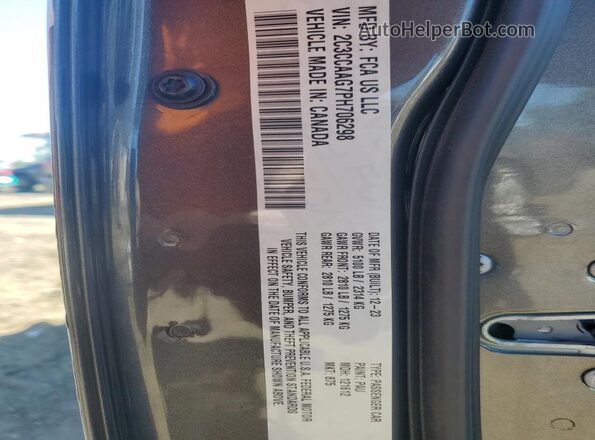 2C3CCAAG7PH706298 2023 CHRYSLER 300 Black Вид наклейки з VIN-кодом