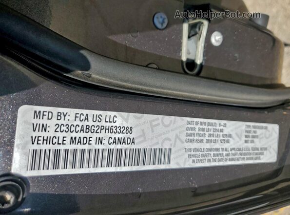 2C3CCABG2PH633288 2023 CHRYSLER 300 Gray Вид наклейки з VIN-кодом