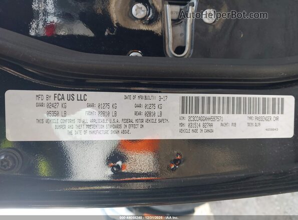 2C3CCAGGXHH597571 2017 CHRYSLER 300 Black Widok komory silnika
