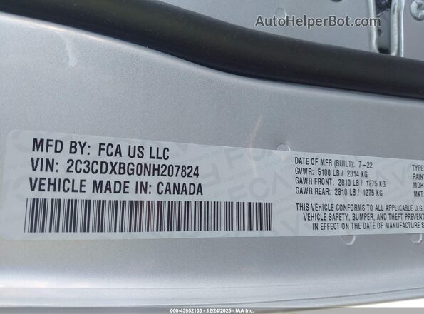 2C3CDXBG0NH207824 2022 DODGE CHARGER Серебряный Вид подкапотного пространства