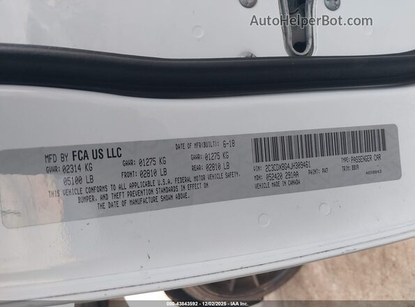 2C3CDXBG4JH309461 2018 DODGE CHARGER White 