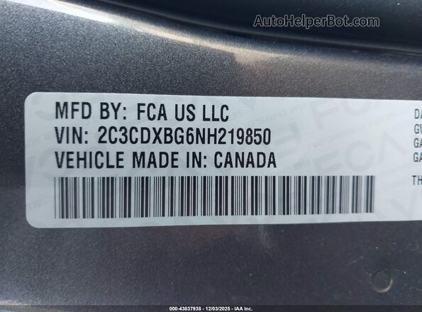 2C3CDXBG6NH219850 2022 DODGE CHARGER Gray Engine compartment view