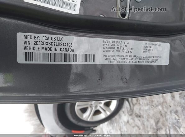 2C3CDXBG7LH214198 2020 DODGE CHARGER Gray ძრავის განყოფილების ხედი