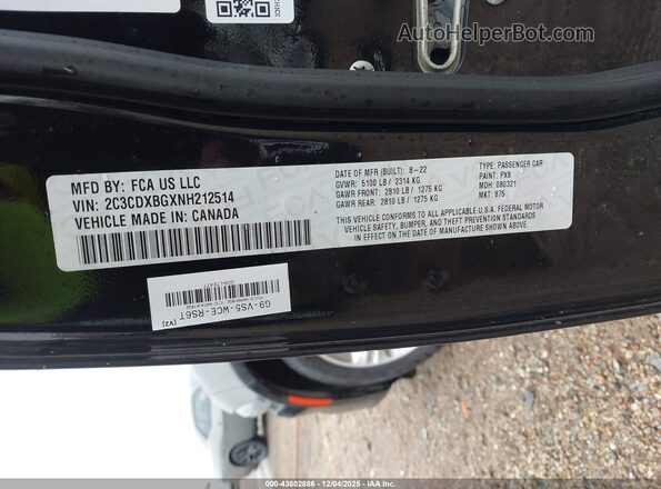 2C3CDXBGXNH212514 2022 DODGE CHARGER Черный Вид подкапотного пространства
