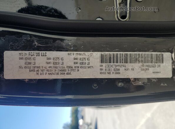 2C3CDXCT5HH562309 2017 DODGE CHARGER Black Widok naklejki z numerem VIN