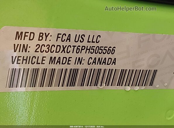 2C3CDXCT6PH505566 2023 DODGE CHARGER Green Widok komory silnika