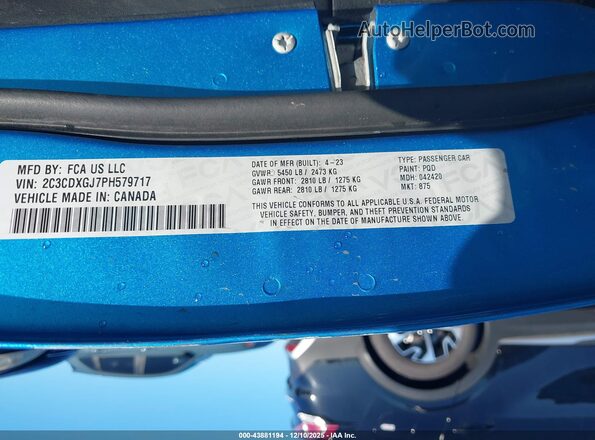 2C3CDXGJ7PH579717 2023 DODGE CHARGER Blue Vista del compartimento del motor