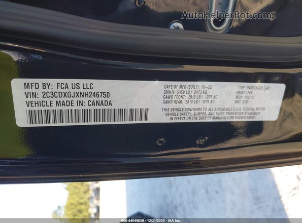 2C3CDXGJXNH246750 2022 DODGE CHARGER Black ძრავის განყოფილების ხედი